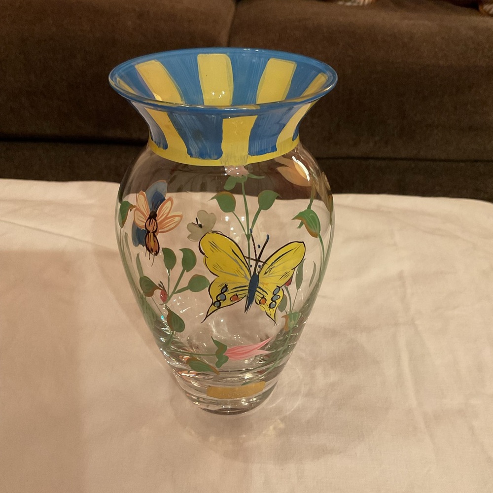 Lenox Hand Painted Bud Vase. Straight edge. “Butterfly Meadow”.